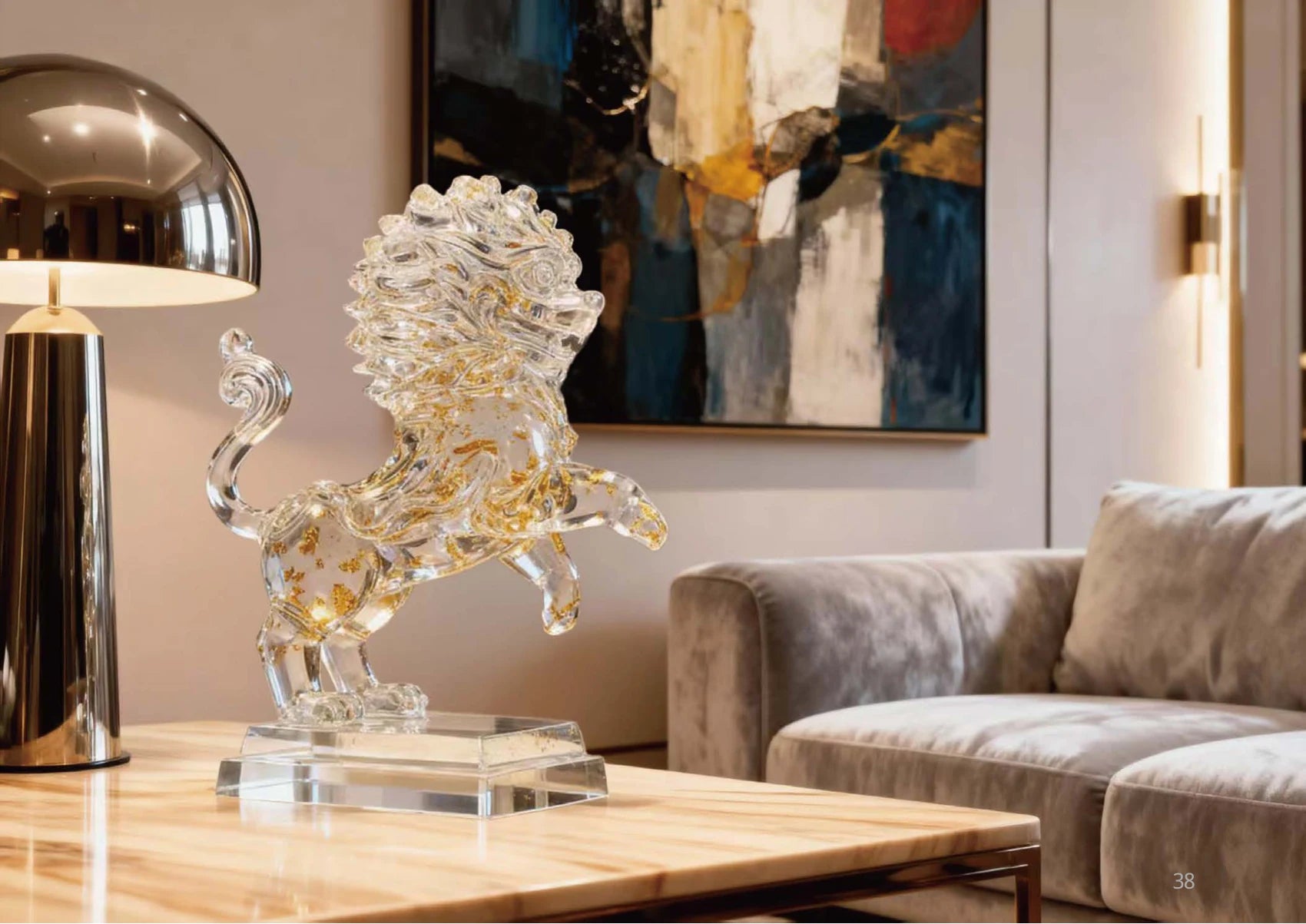 Jade Vessel Awakening Lion — Decorative Sculpture | Sculptural Objects