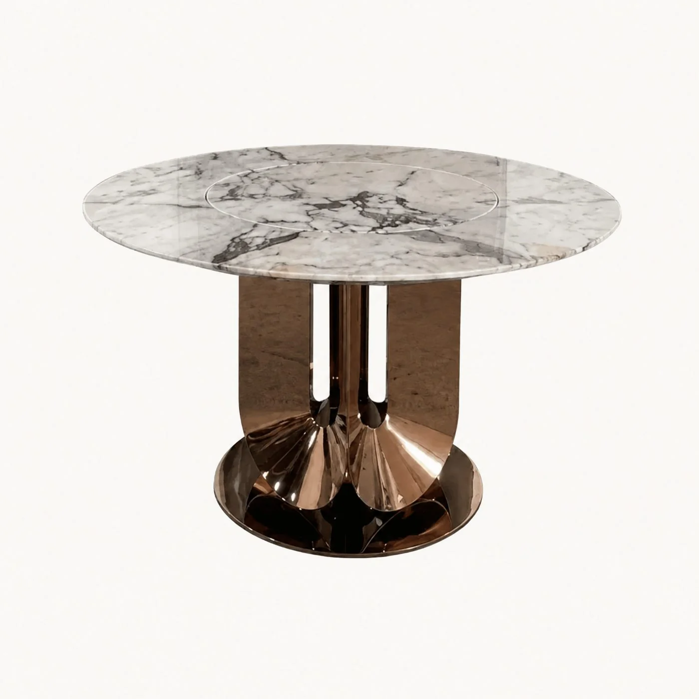 Round Marble Dining Table Arched Metal Base