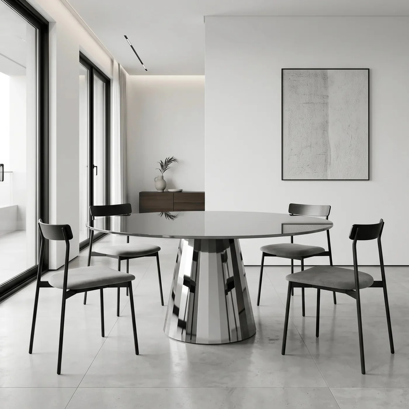 Stone Dining Tables in a styled room