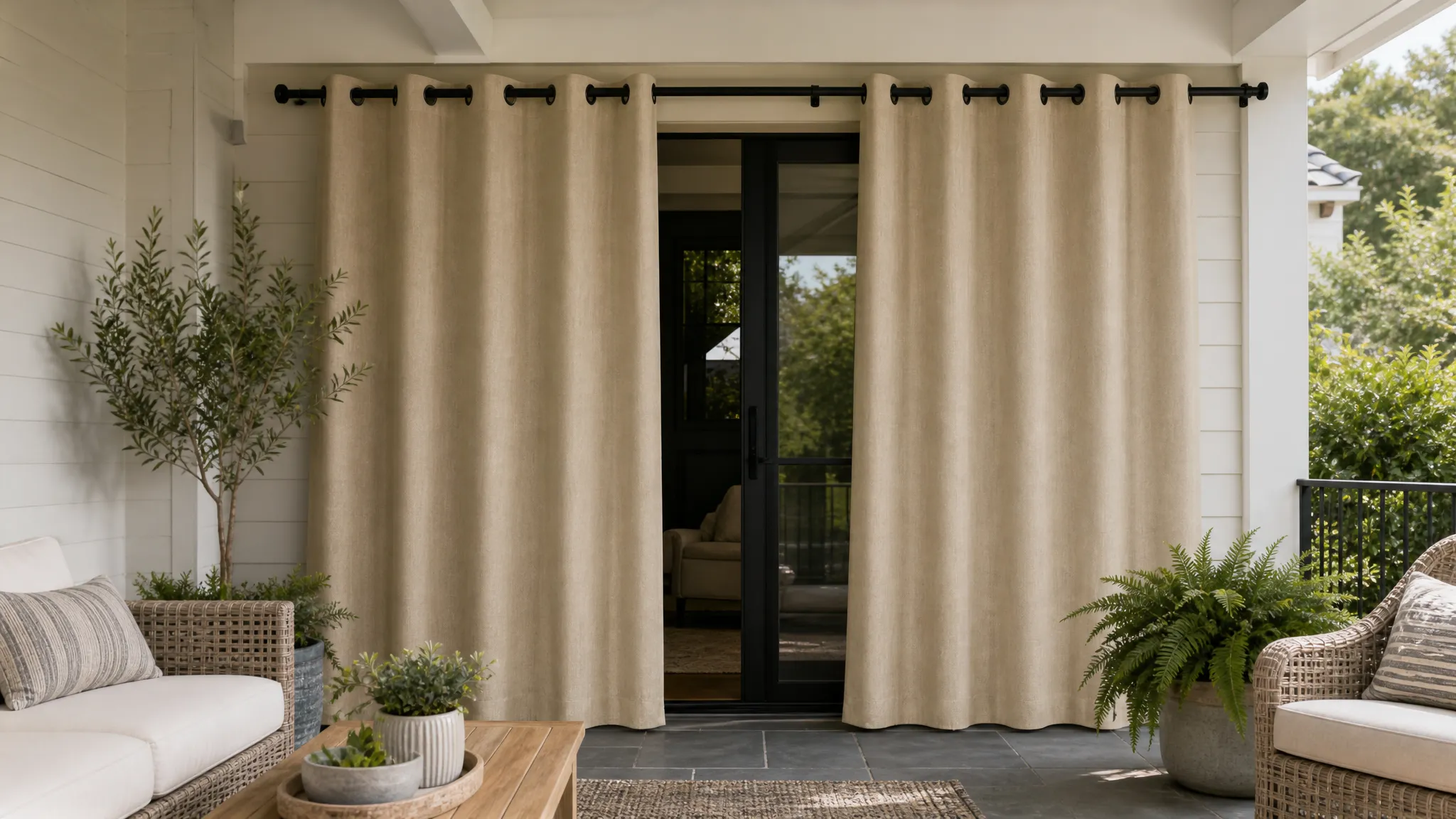 Outdoor Curtains in a modern room