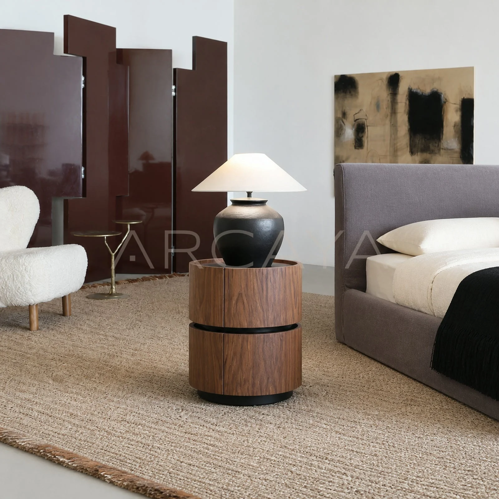 Celine Stone Nightstand - front view 01