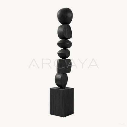 Black Stacked Wood Totem — product view