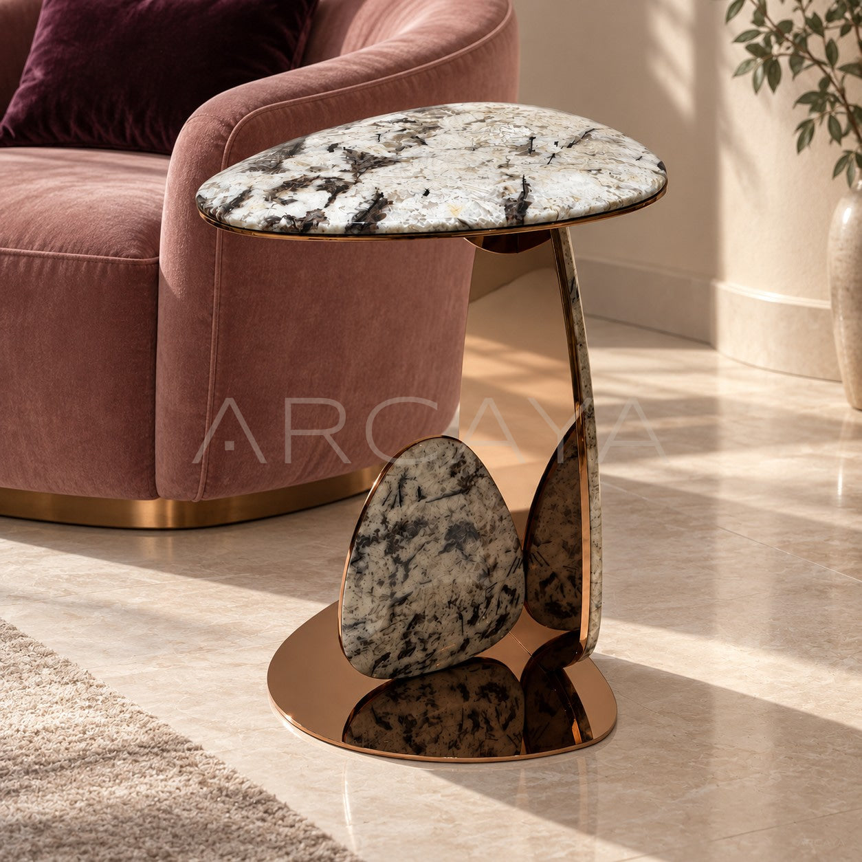 Mushroom Drop Marble Side Table