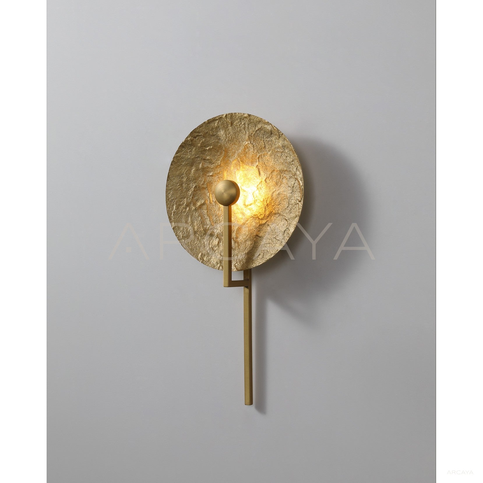 Gold Ring Textured Disc Straight Wall Light 10213