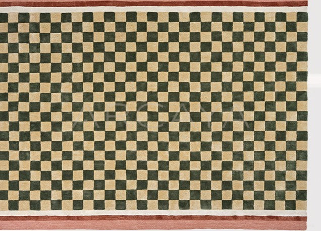Green Beige Checkerboard Rug Dsm P007 F