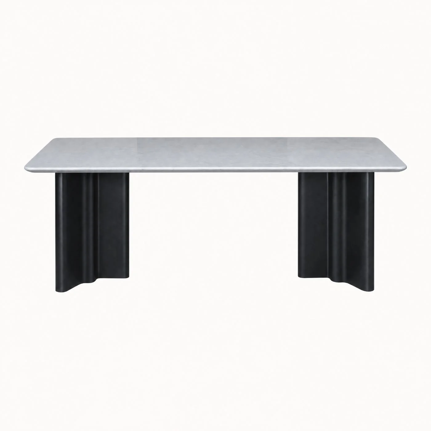 Rectangular Stone Dining Table Fluted Double Base