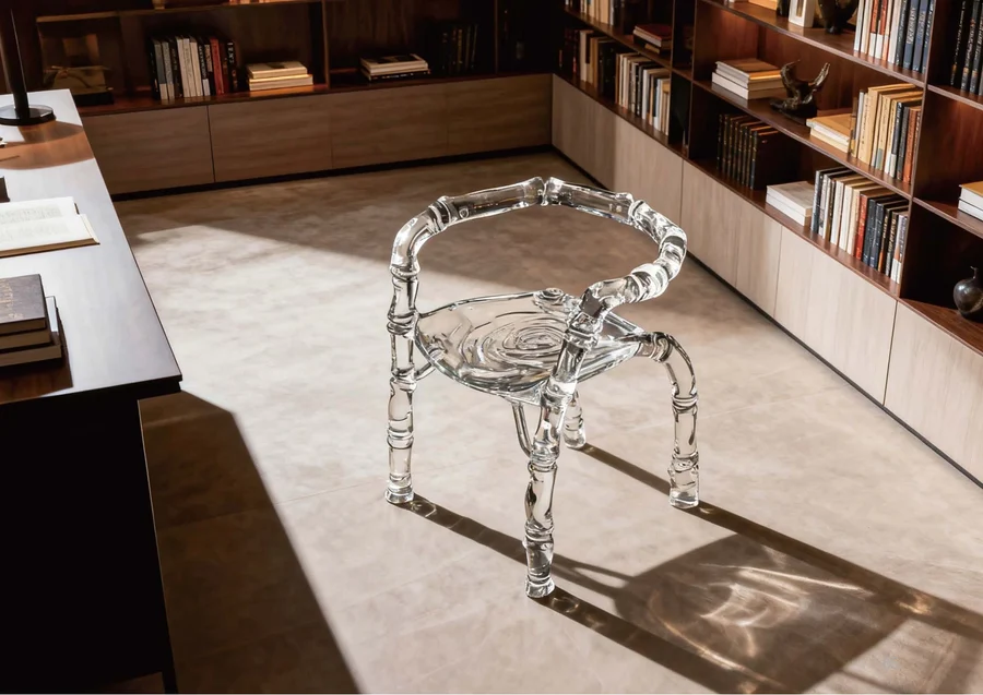 Emerald Bamboo glass Heart chair — Seating & Display — S070 — image 1