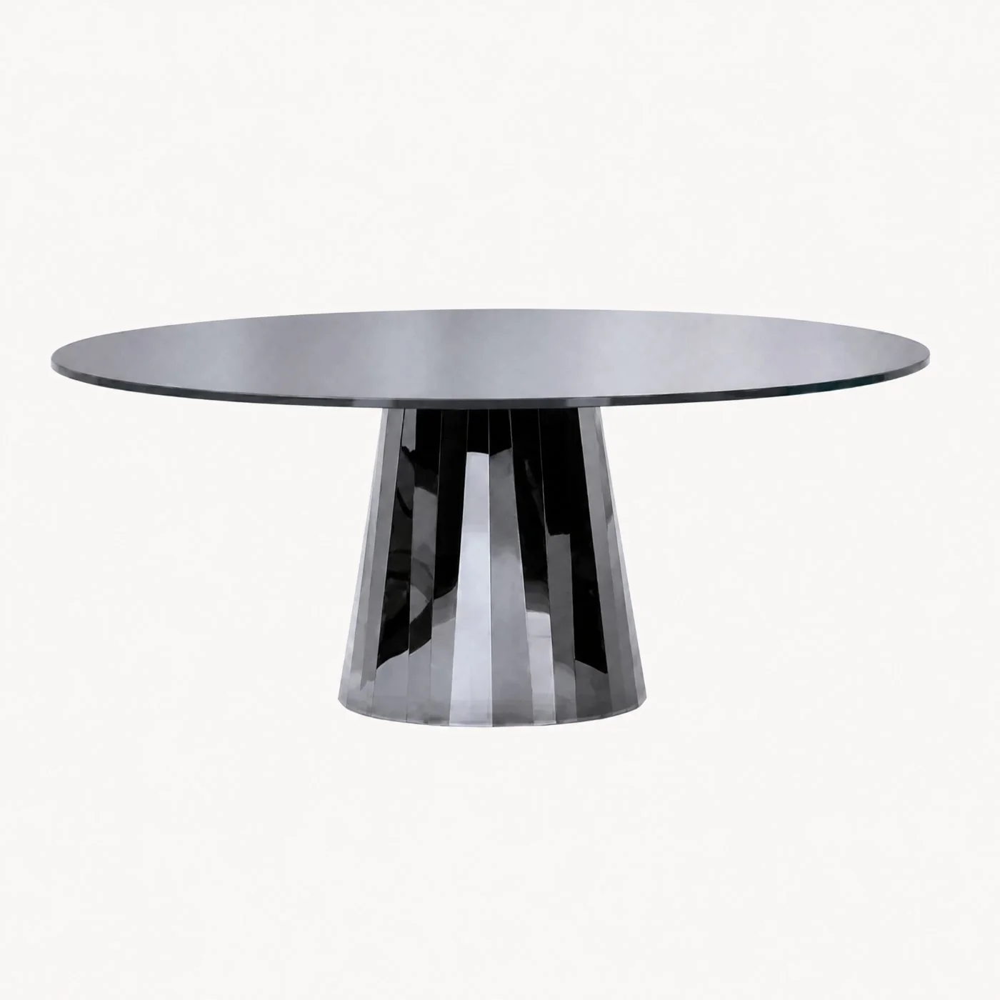 Round Stone Dining Table Faceted Metal Base