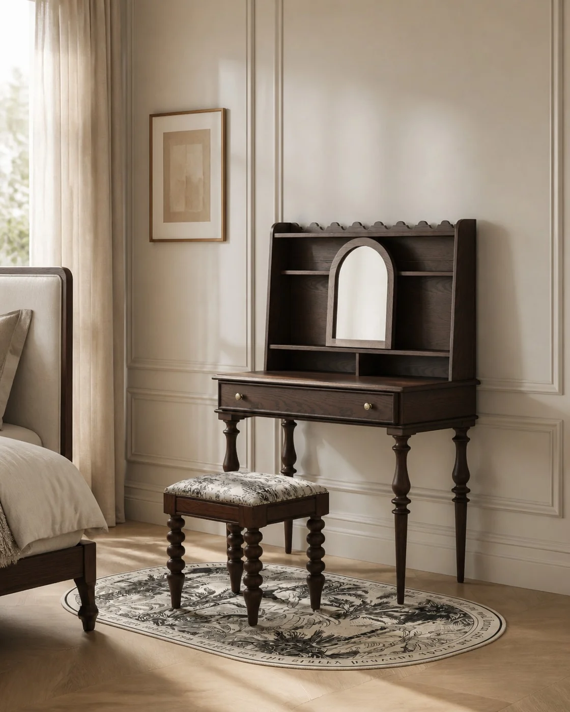 Lilian Vanity Table in a finished interior.