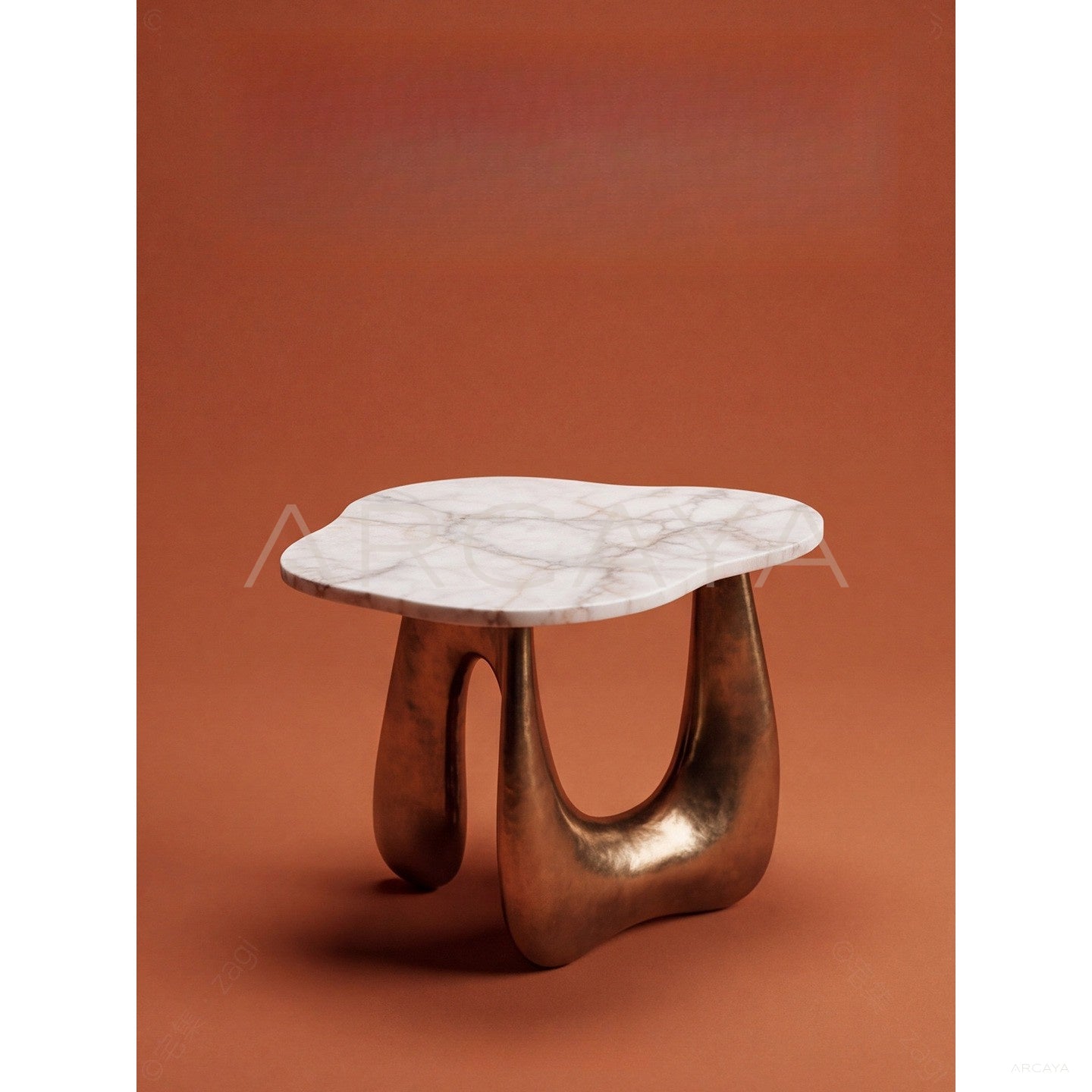 Gilded Sculpture Marble Side Table
