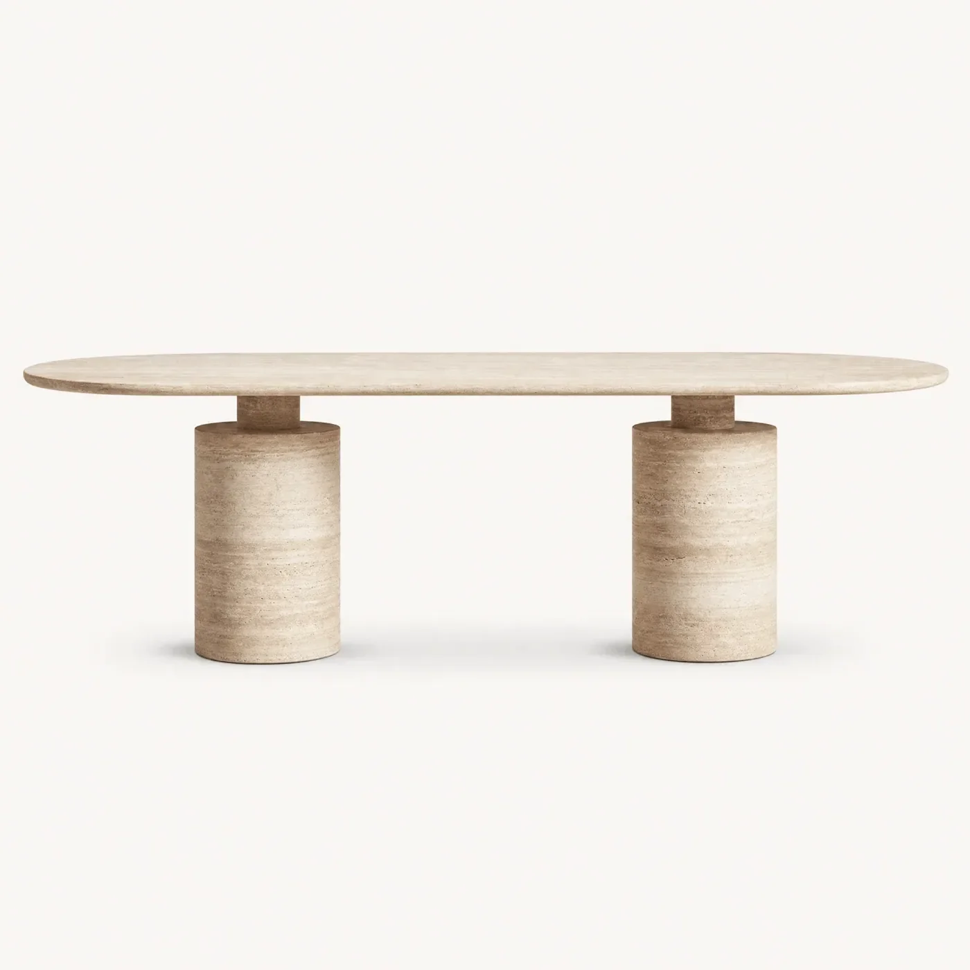 Doric Oval Travertine Table