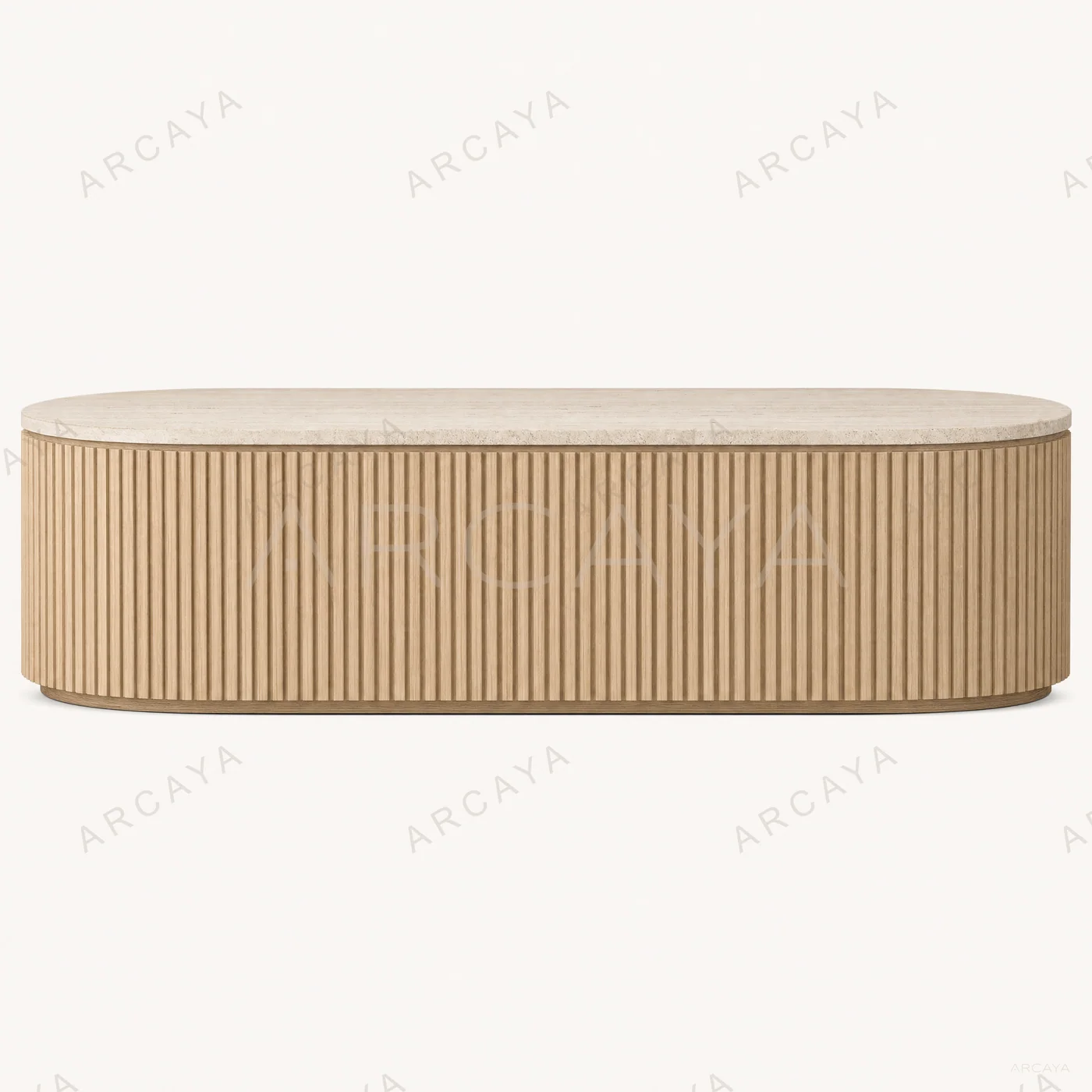 Alderton Travertine Oak Drum Table