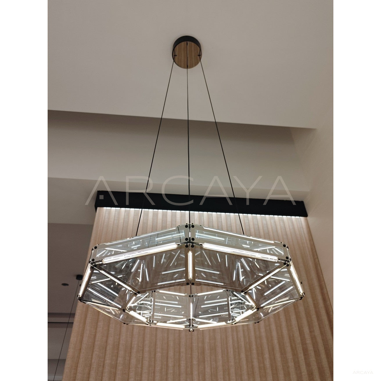Octagonal Prism Halo Single Ring Pendant Light 80723