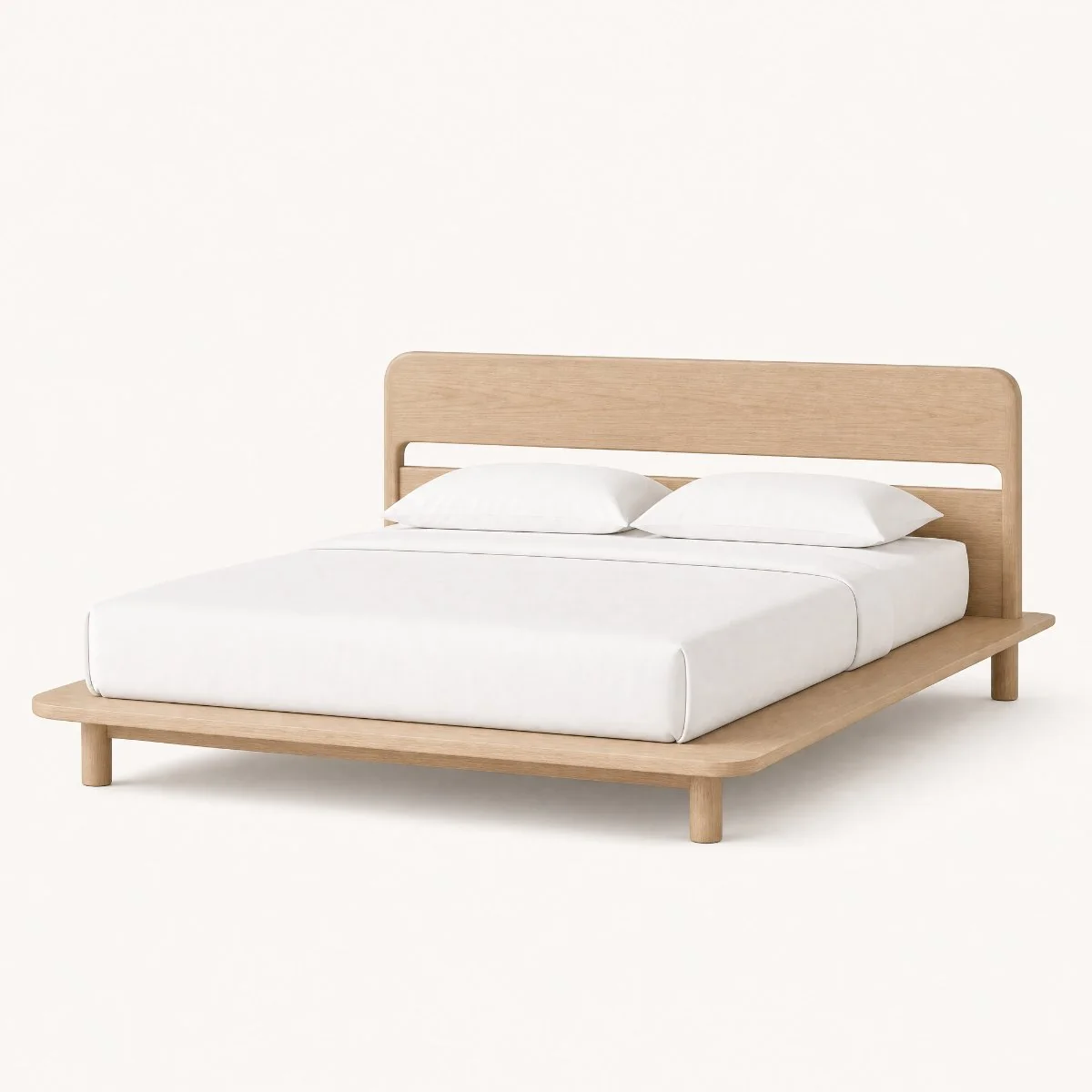Solid Oak Panel Platform Bed