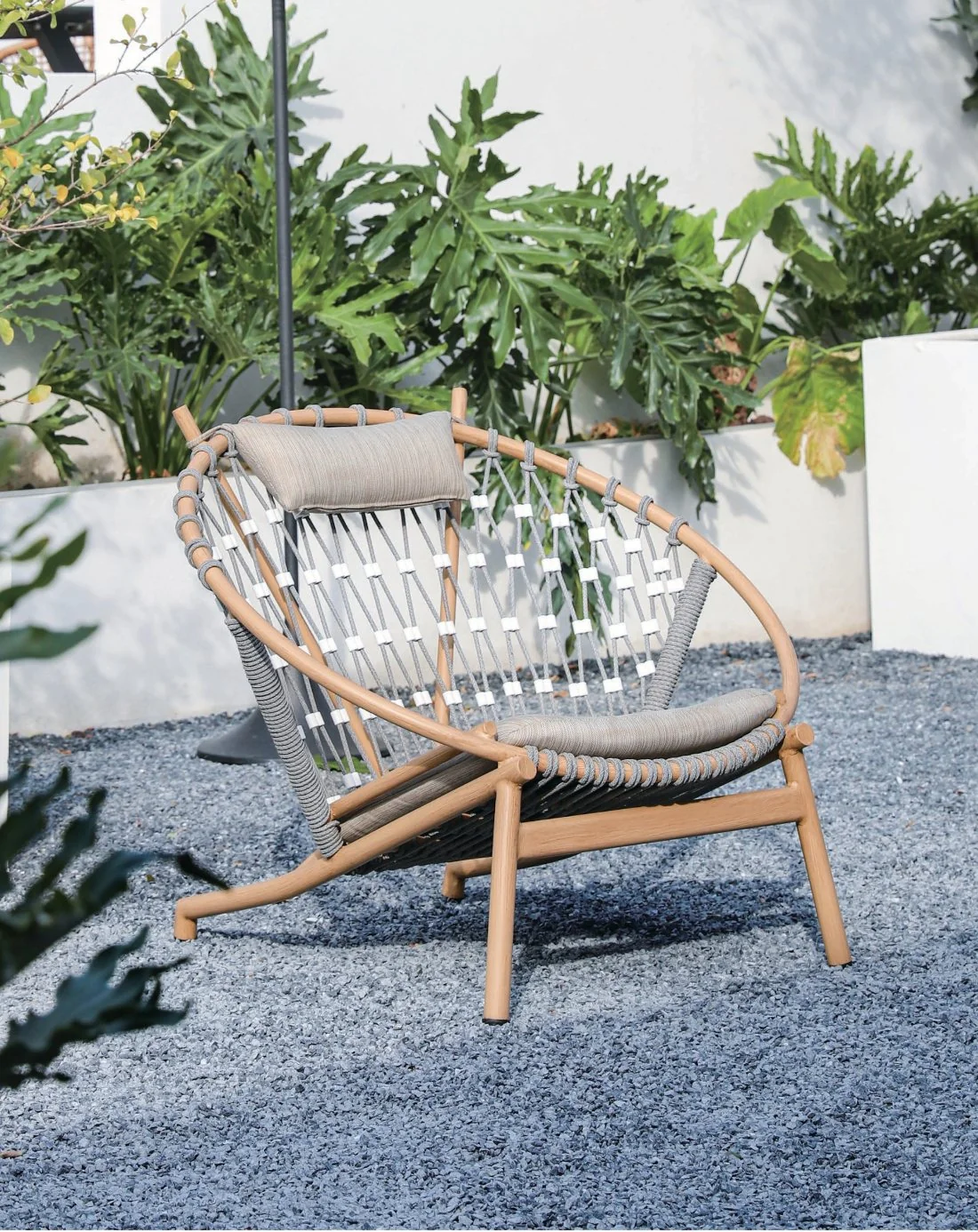 Round marine-rope lounge chair