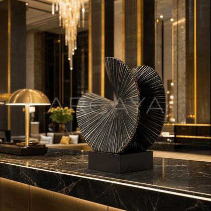 Black Fan Sculpture — styled interior view 2