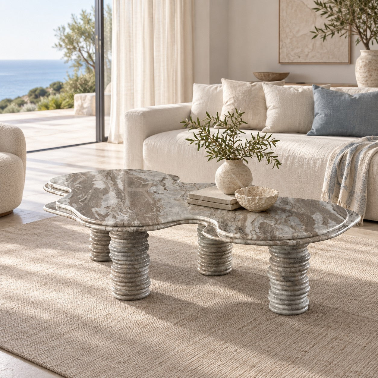 Free Form Marble Coffee Table
