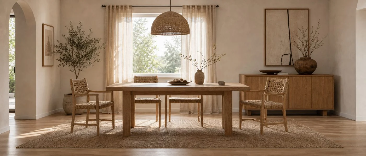 Wood & Woven Chairs in a styled room