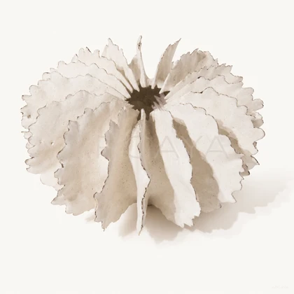 White Ruffled Ceramic Vessel — product view