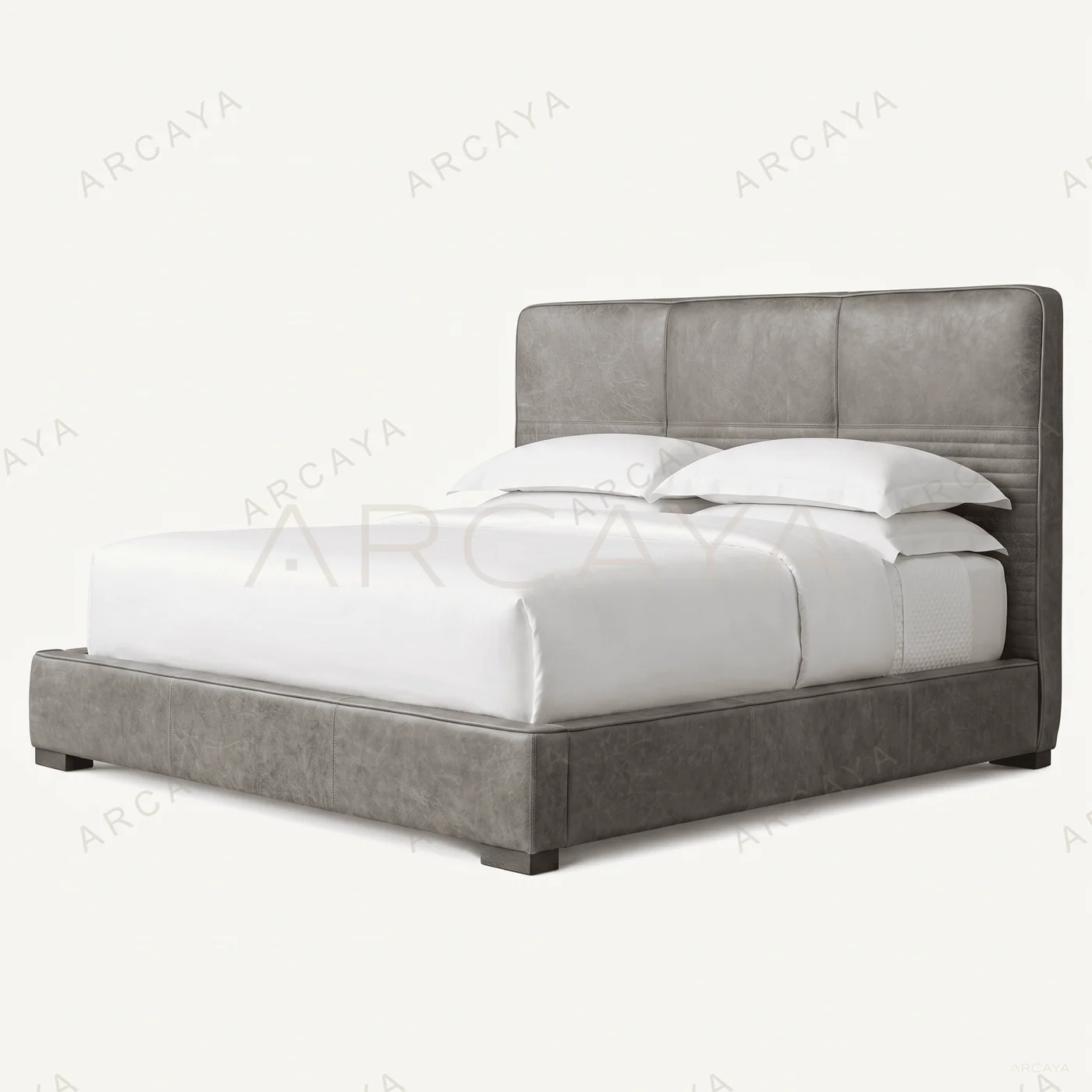 Premium Tufted Leather Platform Bed