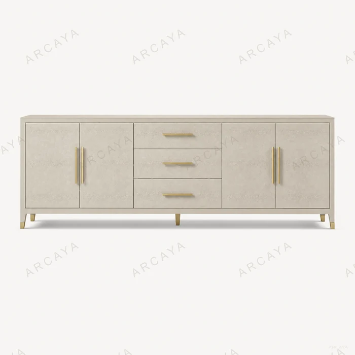Thornton Cream Leather Credenza