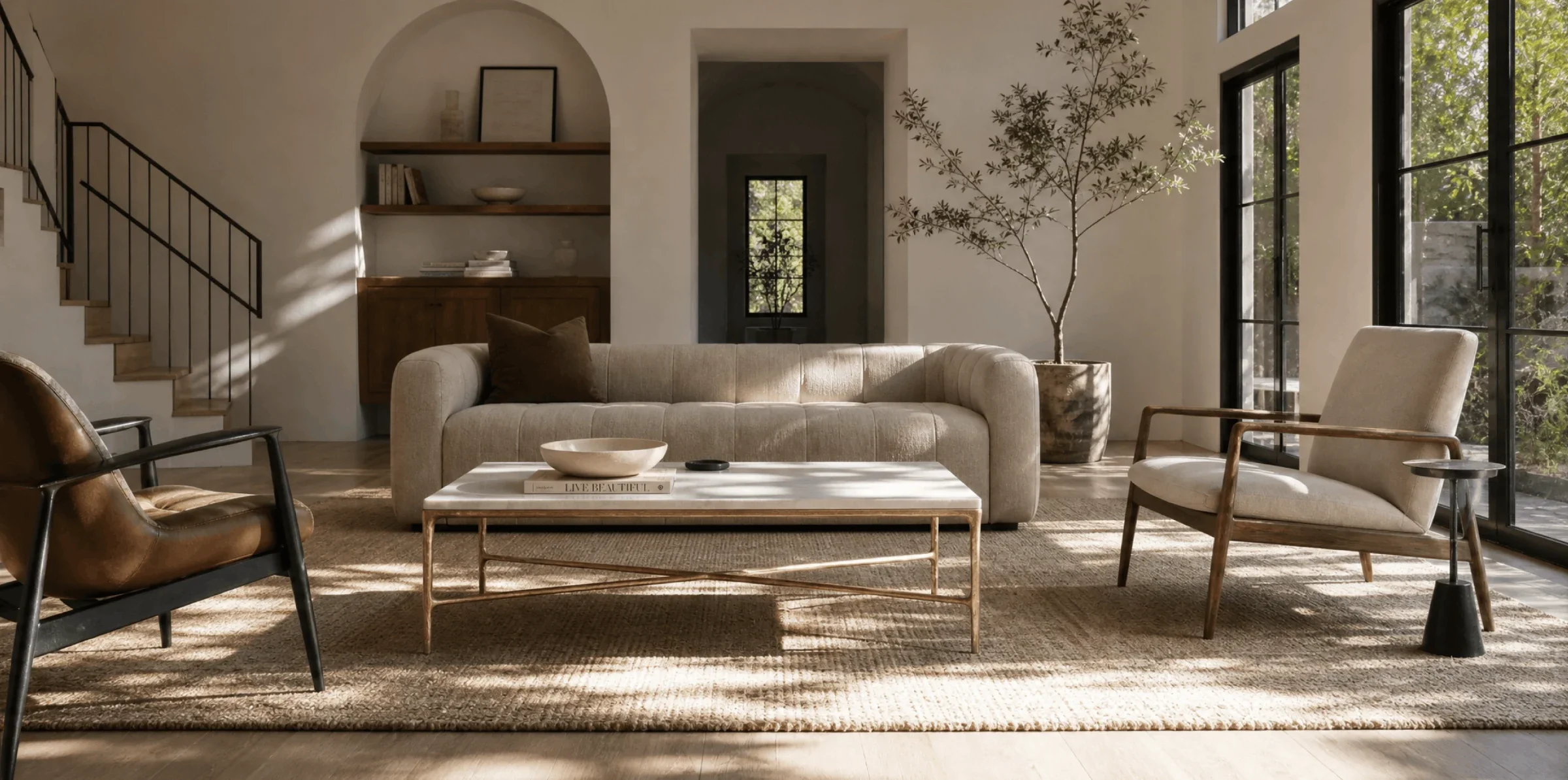 Metal & Glass Tables in a styled room