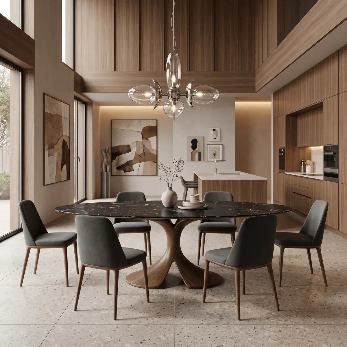 Stone Dining Tables in a styled room