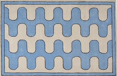 Blue Beige Wave Check Rug Dsm P035 F3