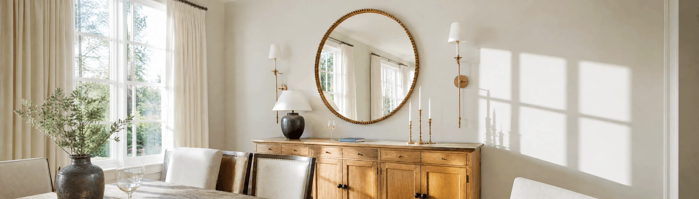 Finish the walls with reflection, art and proportion.