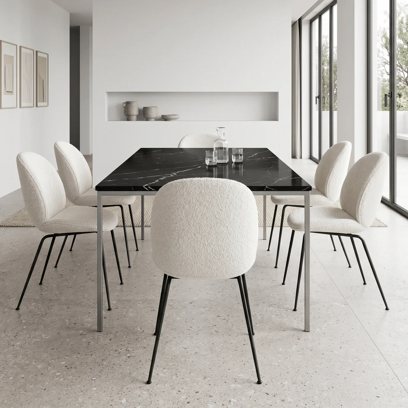 Minimal Dining Chairs in a styled room
