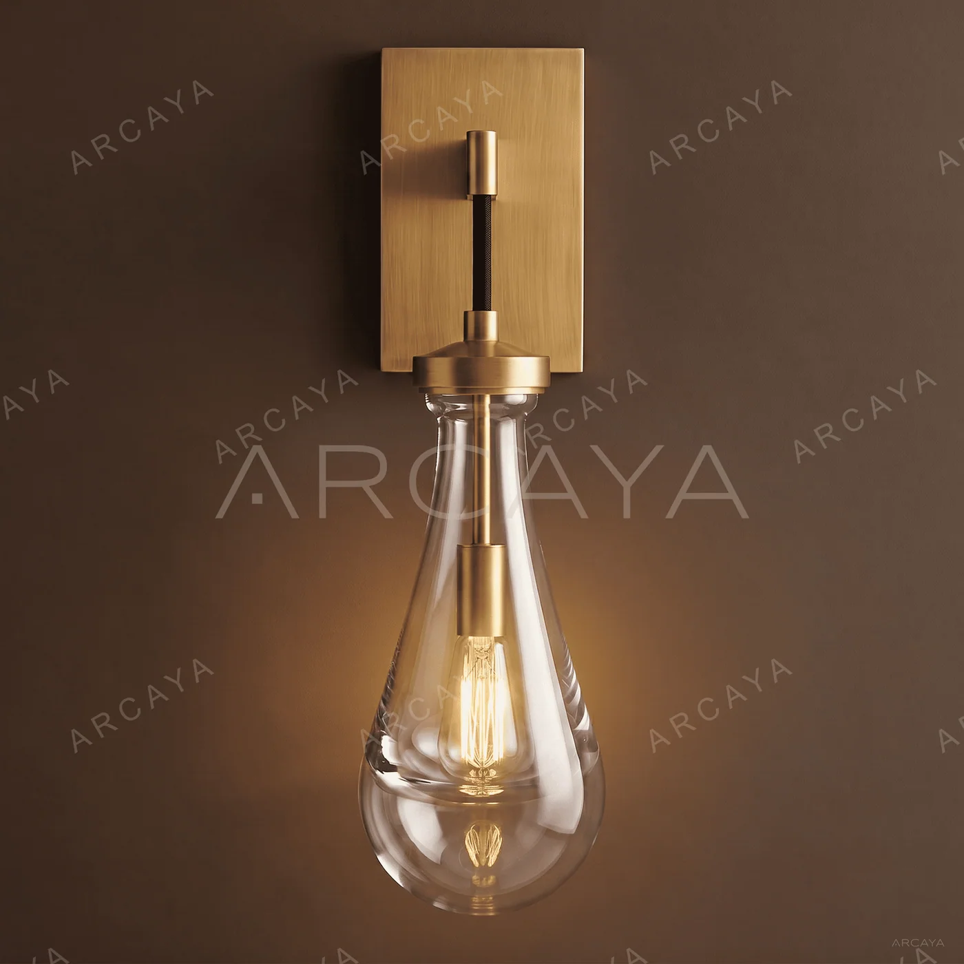 Brass Teardrop Glass Shade Wall Sconce