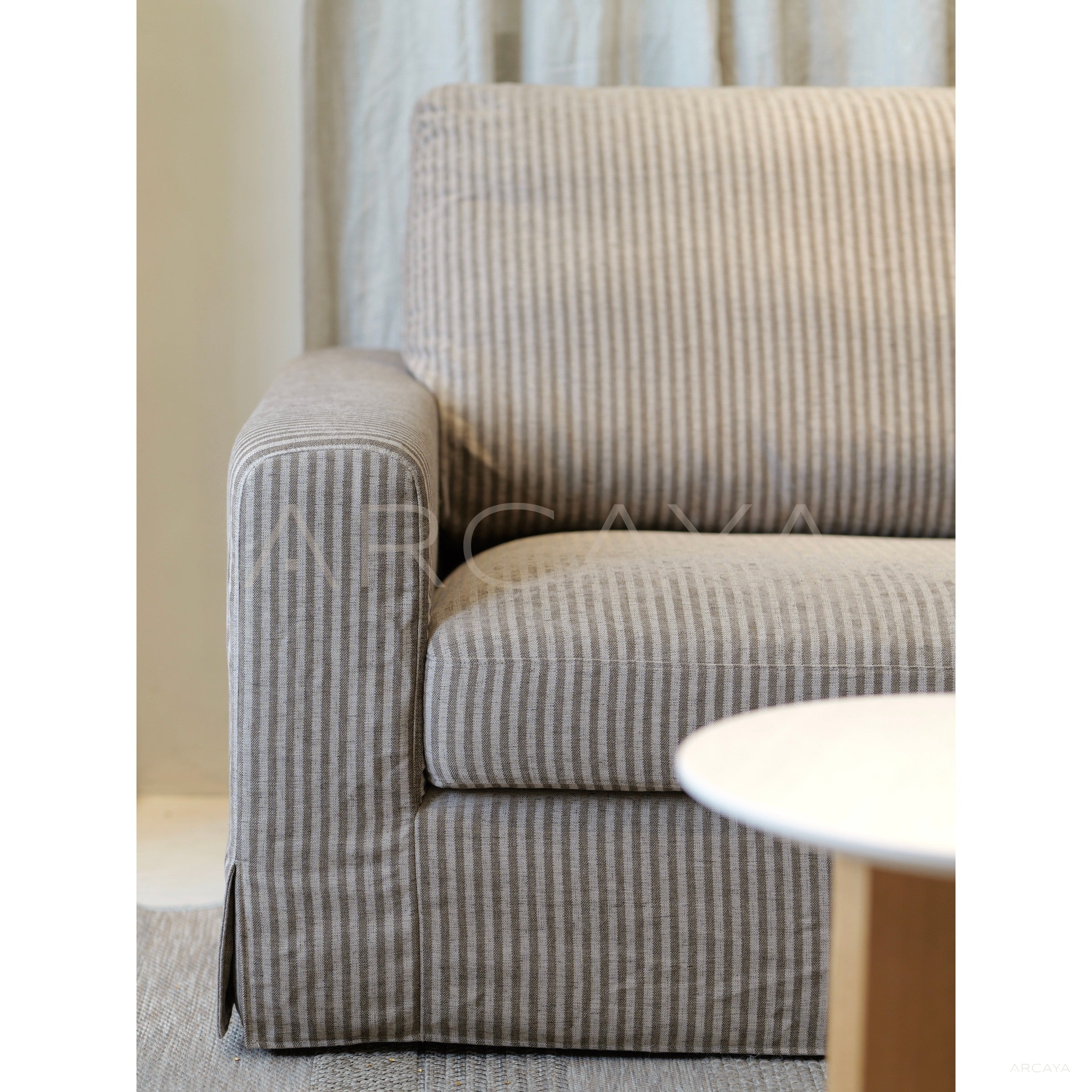 Dio Floating Island Sofa Striped Linen