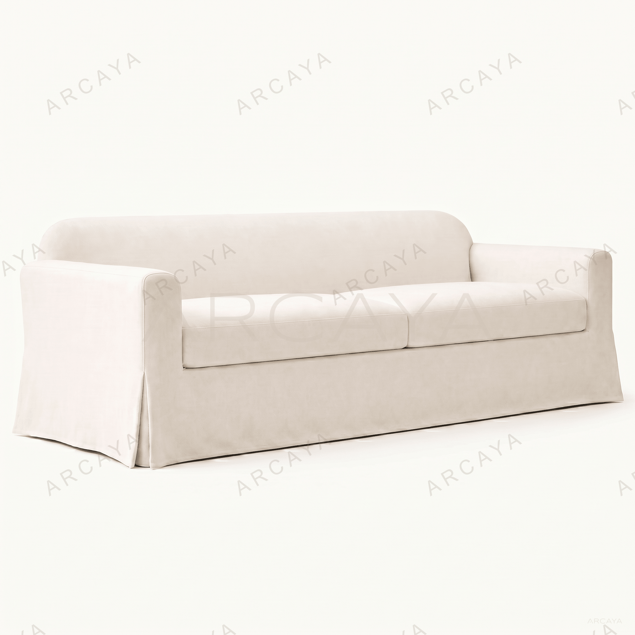 Contemporary Slipcovered Two Cushion Lounge Sofa
