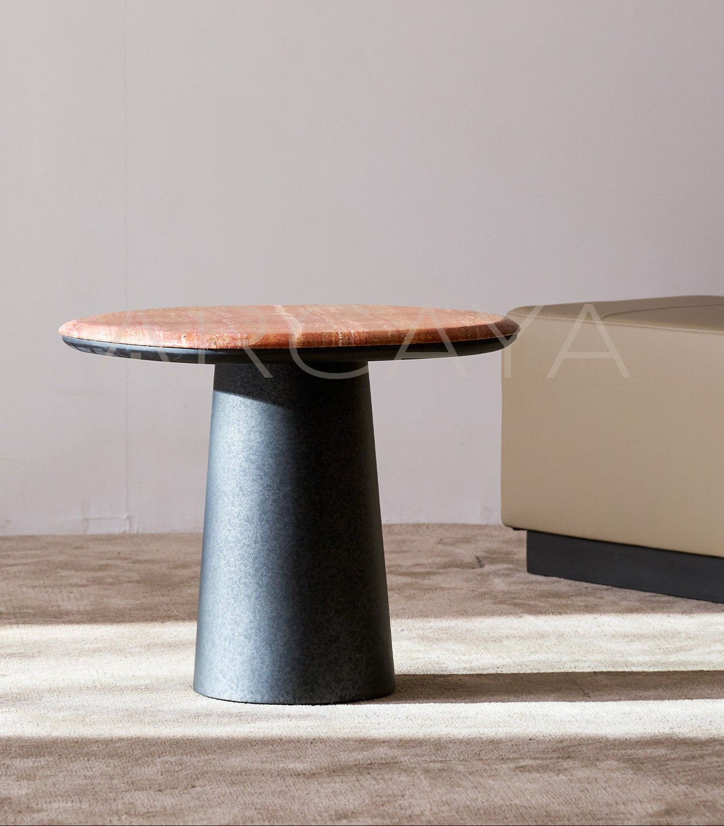 Red Travertine Side Table
