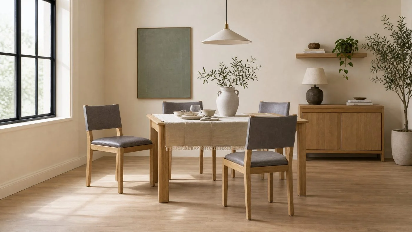Wood & Woven Chairs in a styled room