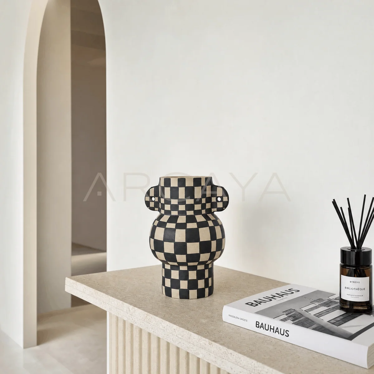 Black White Checkered Amphora