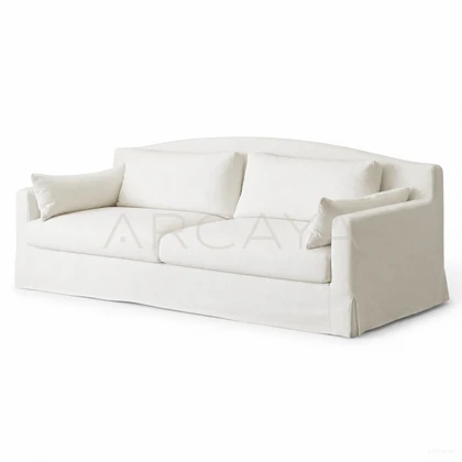 Sable Oak Straight Sofa - product view on a white background 03