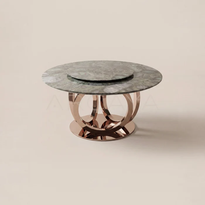 Rose Gold Stone Round Table Lazy Susan