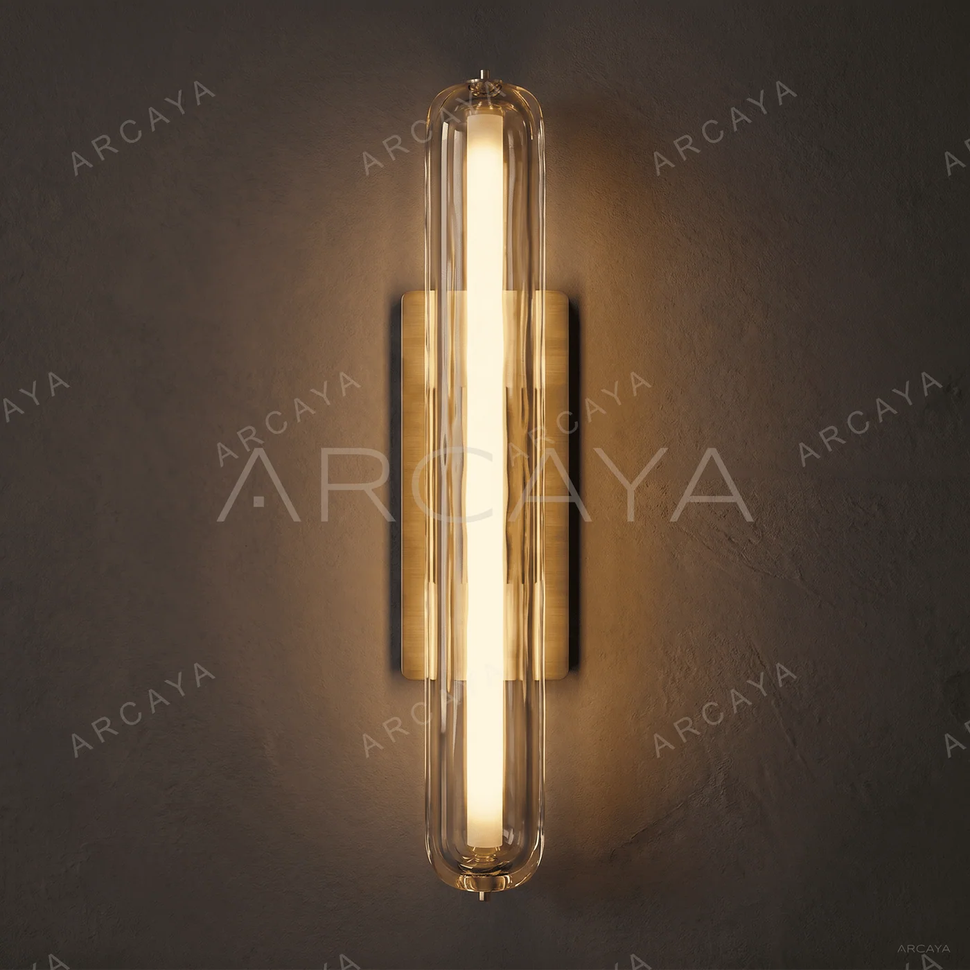 Brass Linear LED Glass Tube Wall Sconce