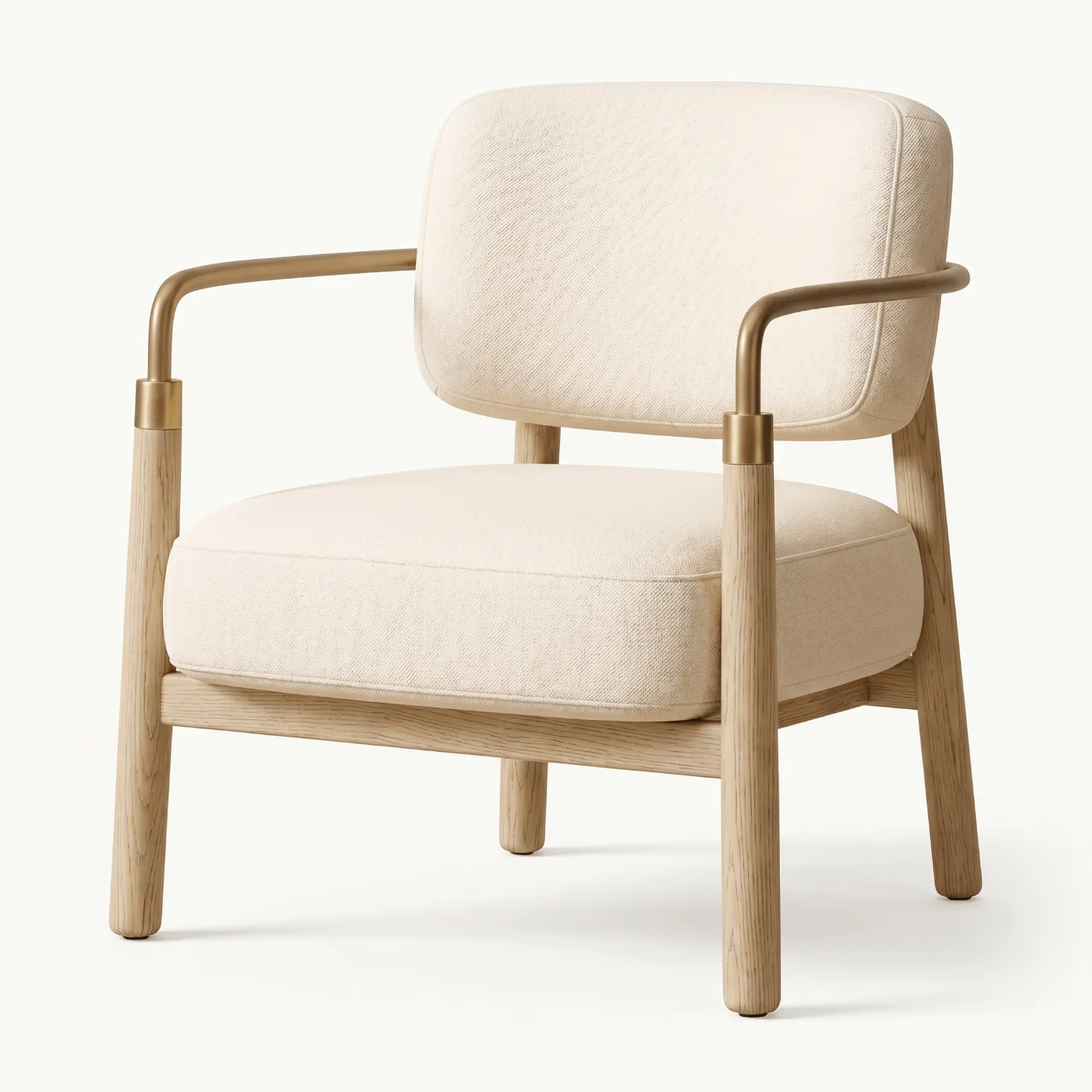 Metal and oak frame fabric armchair