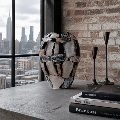 Mosaic Ceramic Vase — styled interior view 1