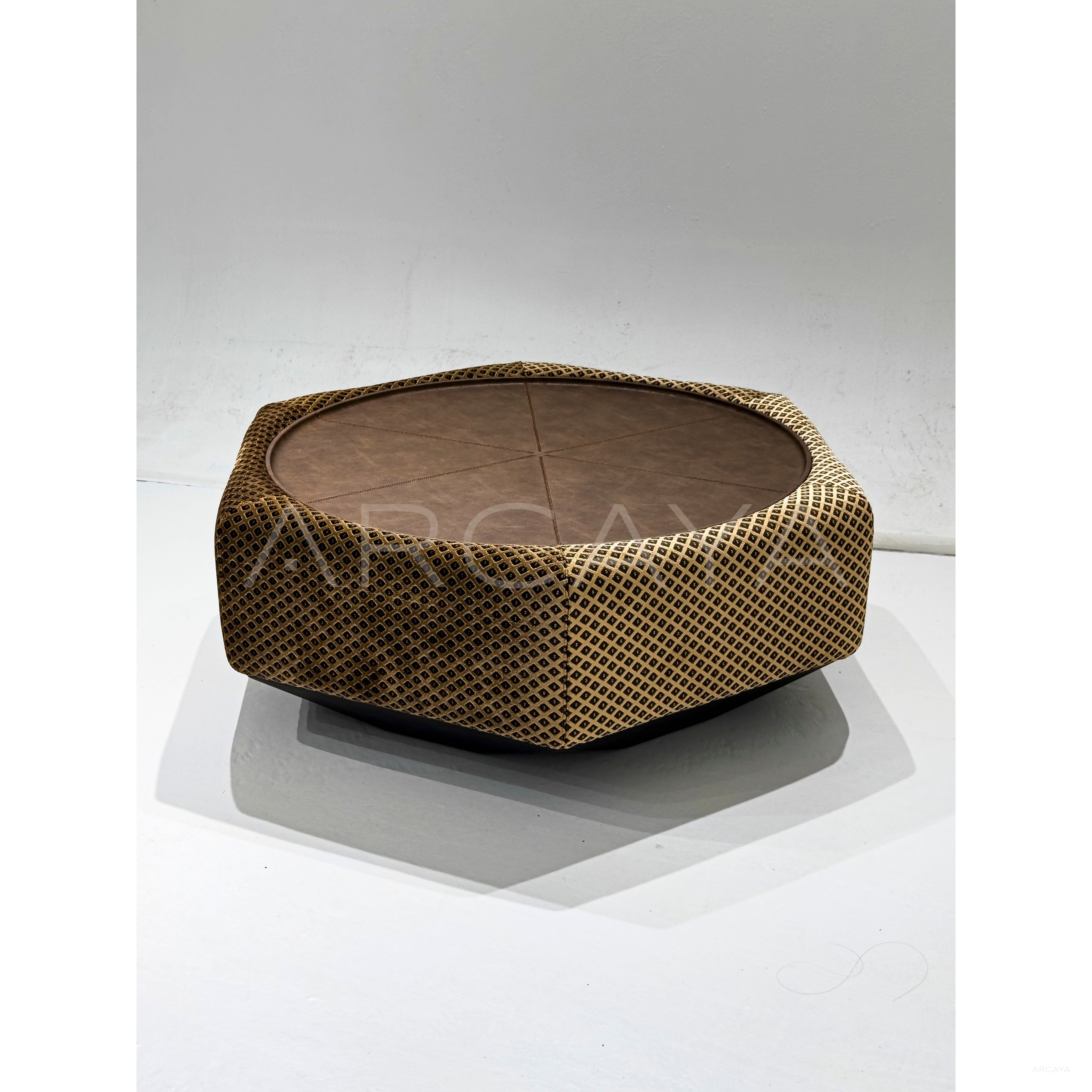 Leather Plaid Fabric Coffee Table