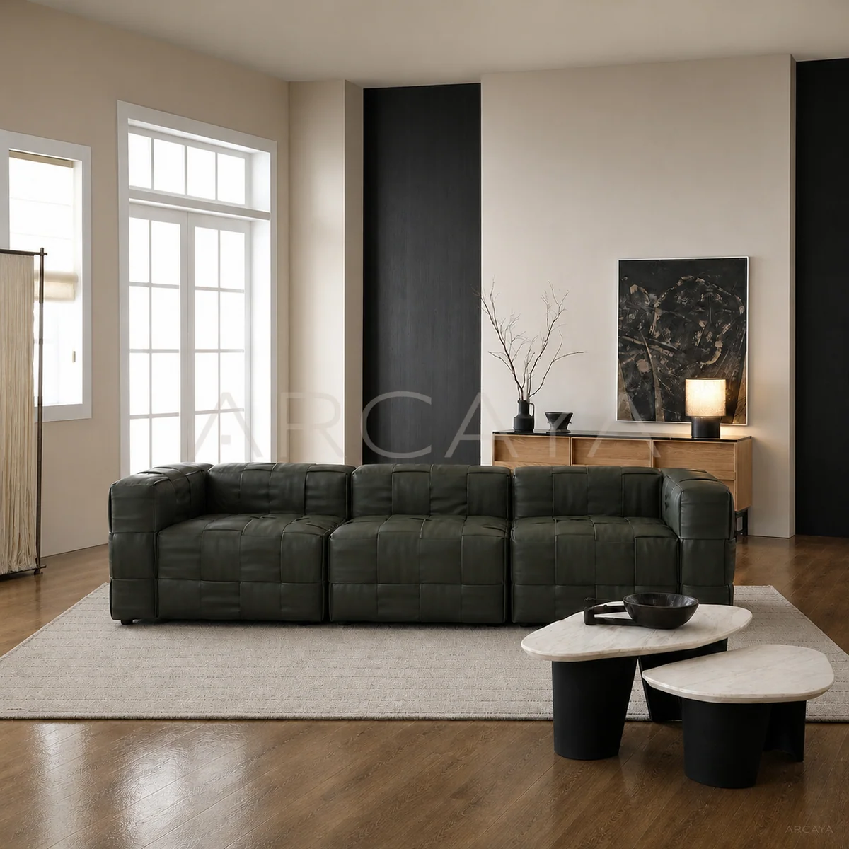 Elara Onyx Straight Sofa