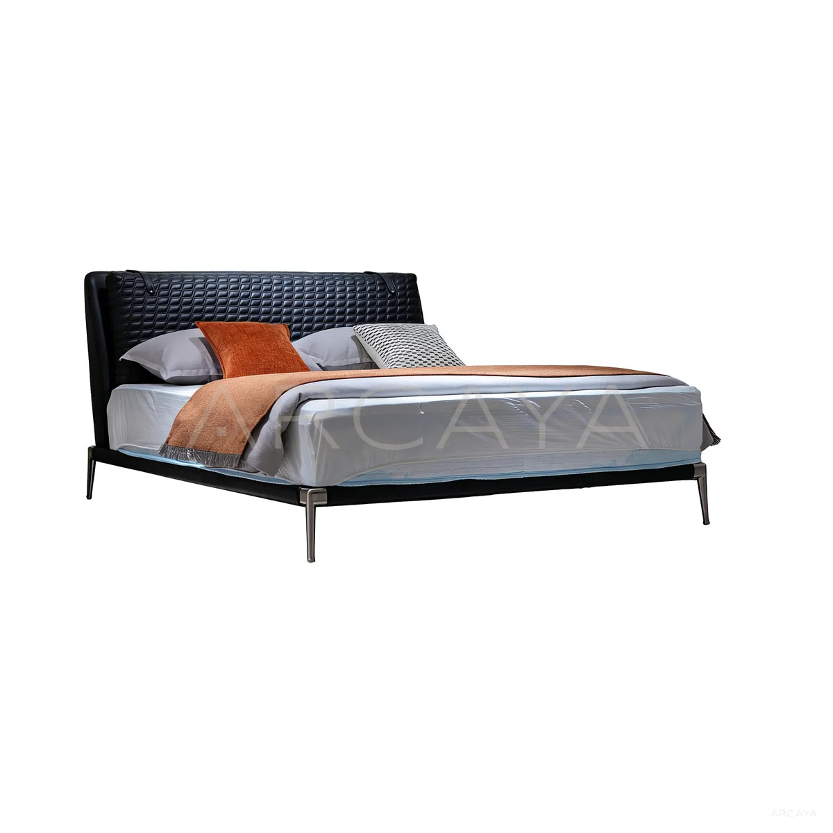 Juno Noir Bed - product view on a white background 01