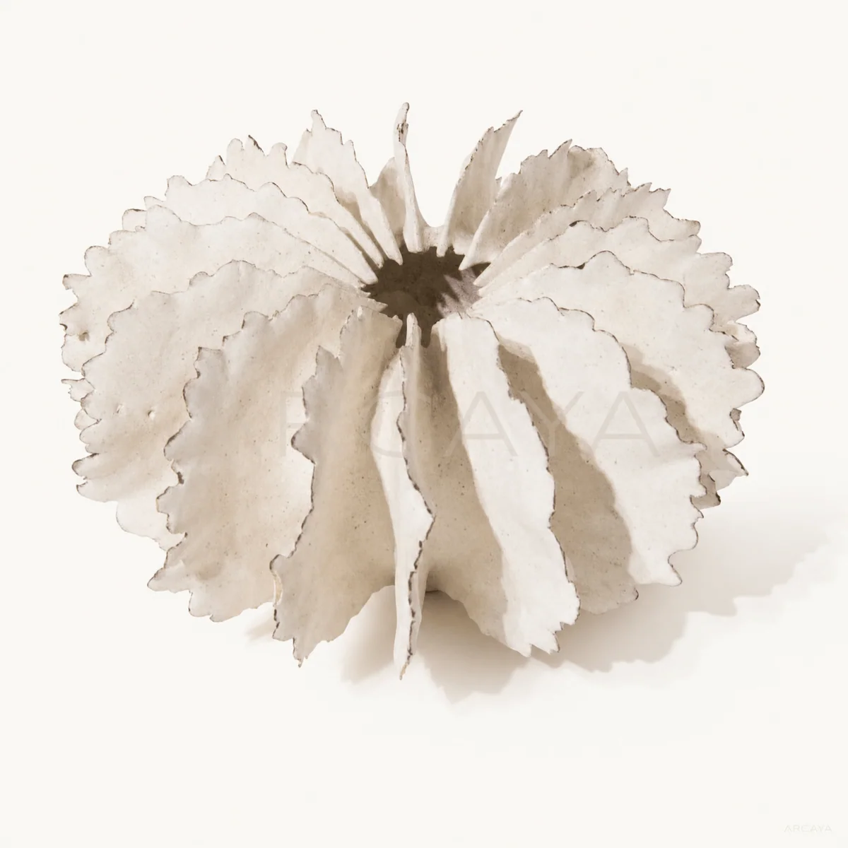 White Ruffled Ceramic Vessel
