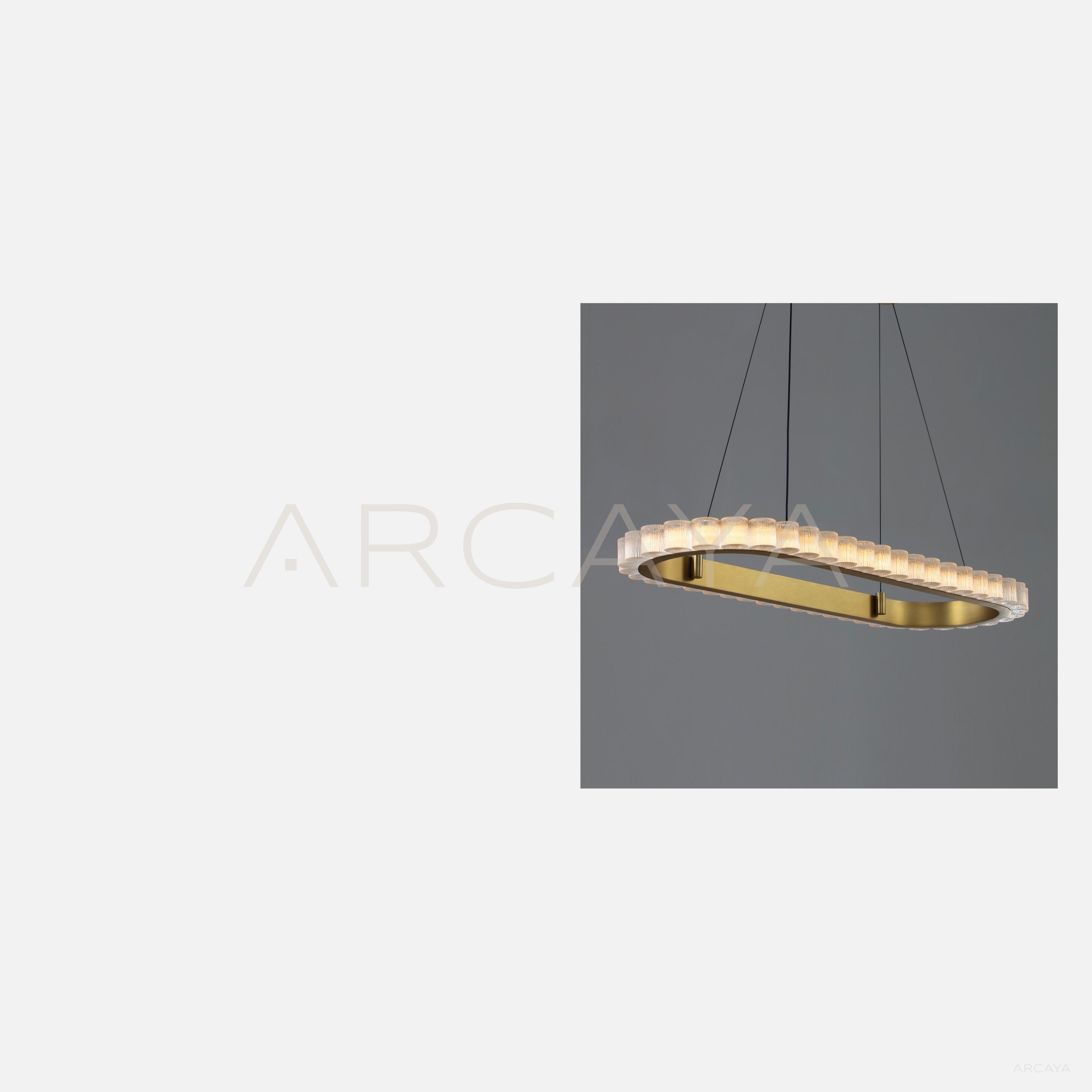 Oval Crystal Tube Gold Ring Linear Pendant Light 80610