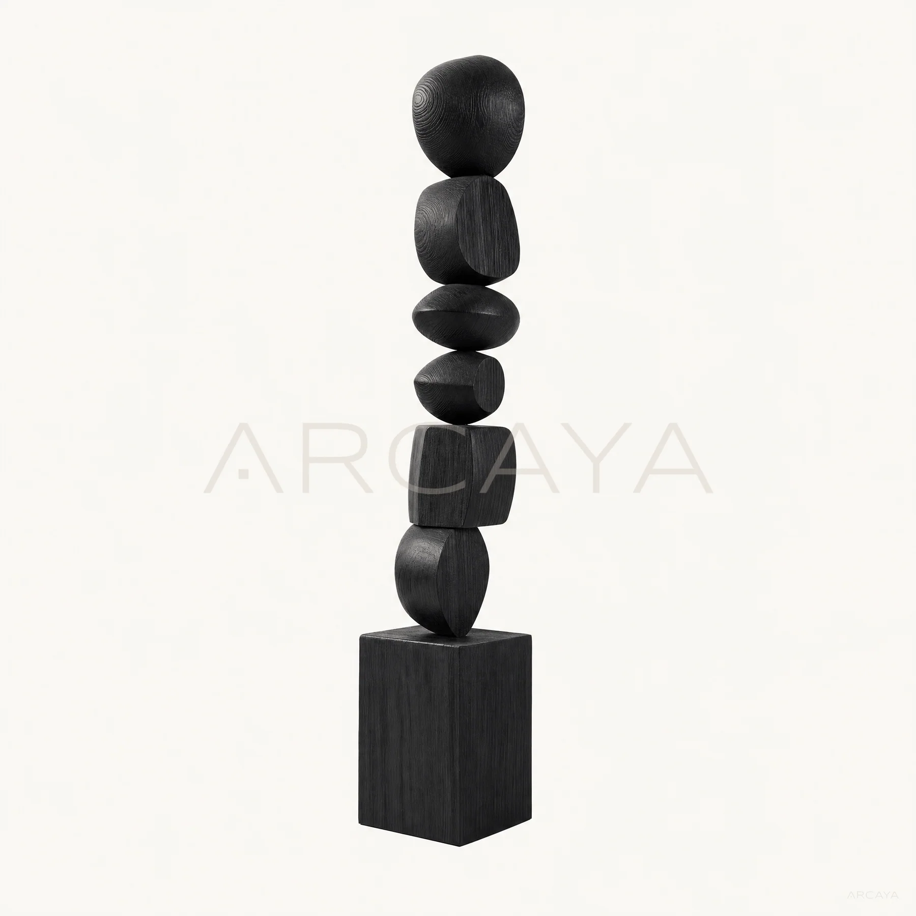 Black Stacked Wood Totem — product view