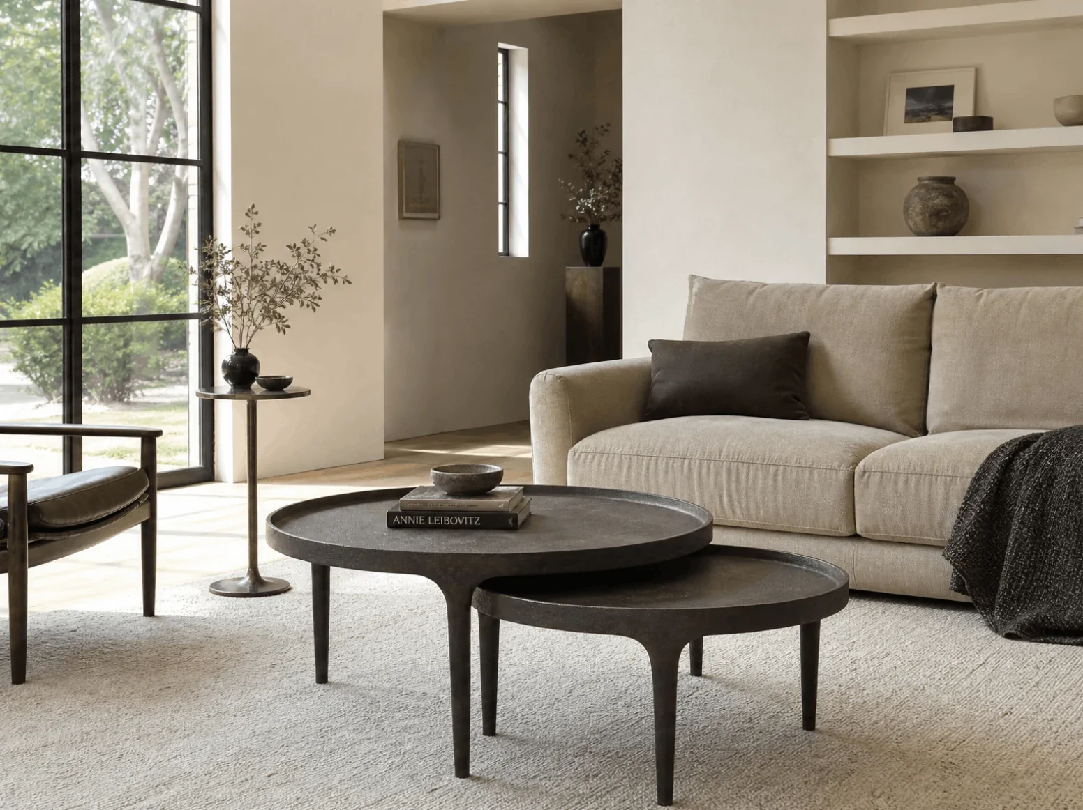 Metal & Glass Tables in a styled room